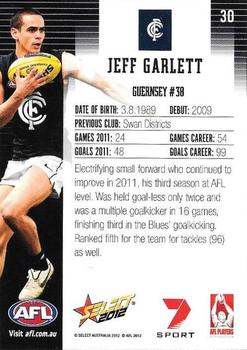 2012 Select AFL Champions #30 Jeff Garlett Back